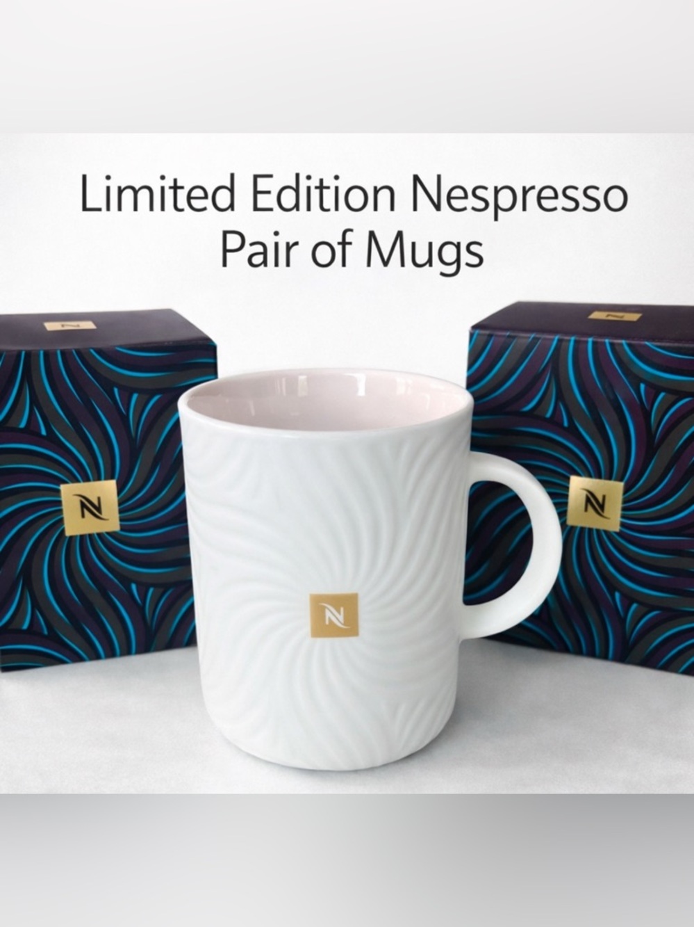 Nespresso Festive Mug Set of 2 NEW w/ Box Limited Edition Porcelain Coffee Cups
